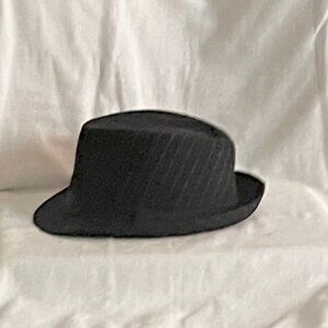 Black/White Pinstripe Fedora Hat